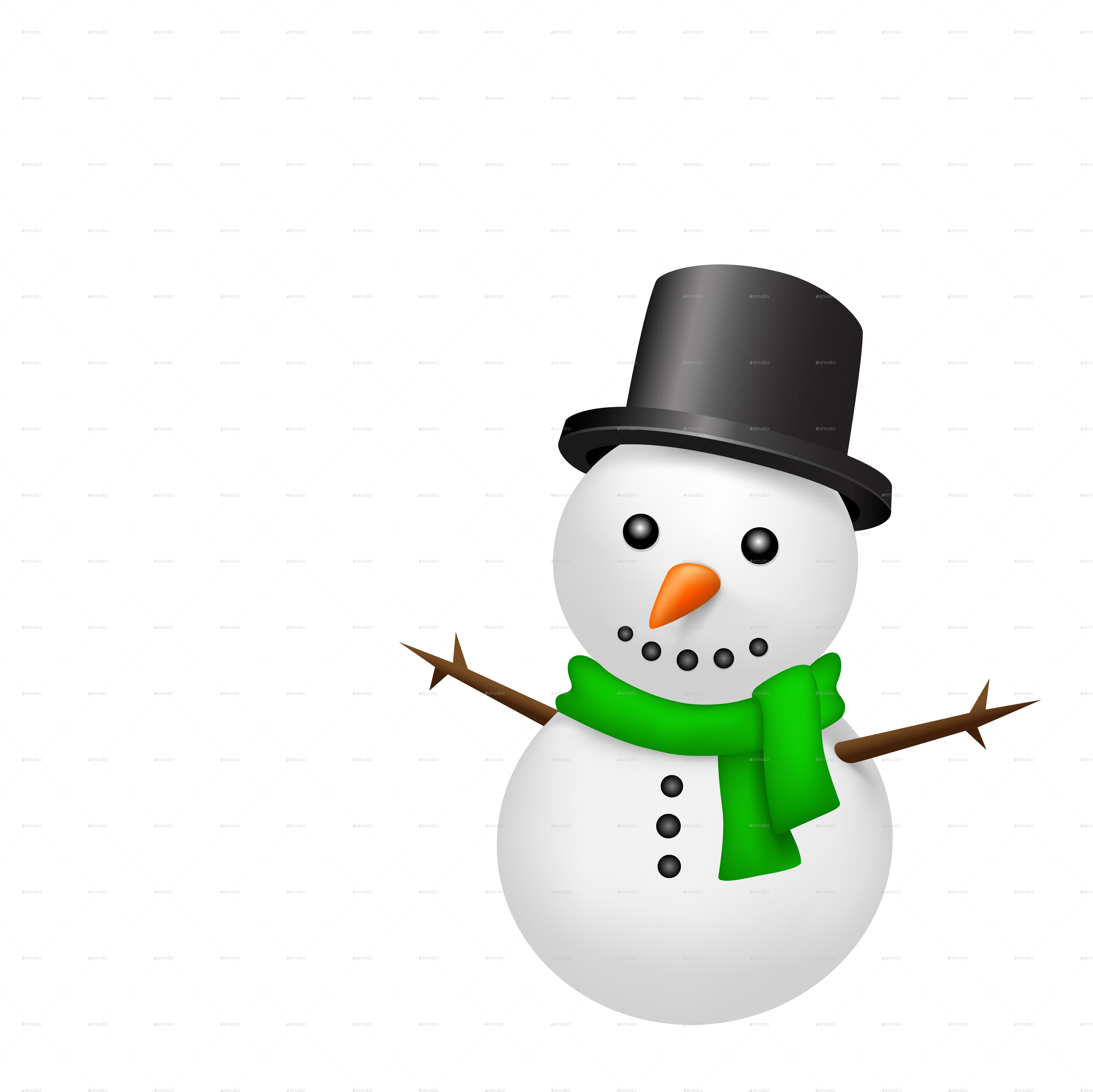 Snowman On Snow Background - Cartoon (4961x4961)