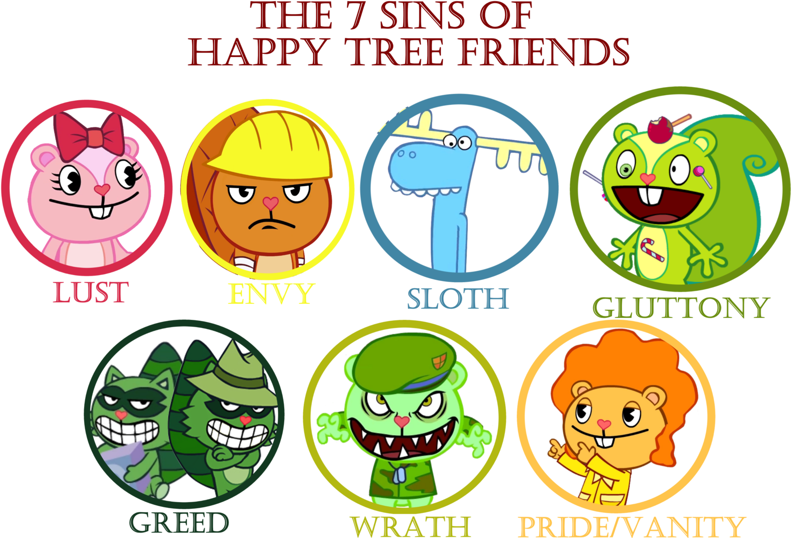 The 7 Sins Of Htf By Tashahemlock - Happy Tree Friends Flippy (1600x1086)