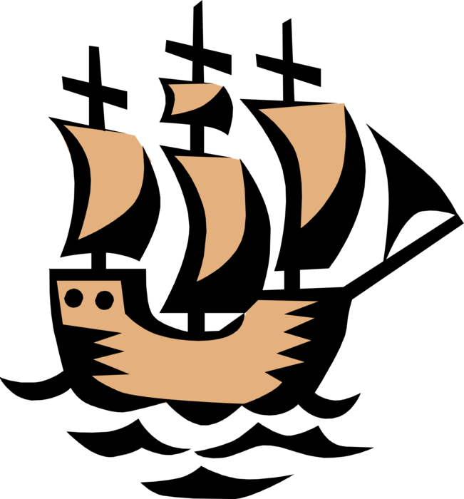 Vector Illustration Of 15th Century Sailboat Sailing - Parable Of The Pearl (651x700)