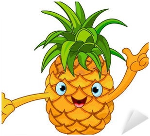 Cheerful Cartoon Pineapple Character Sticker • Pixers® - Pineapple Cartoons (400x400)