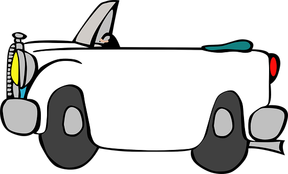 Car Cabriolet Cartoon Open White Cartoon C - Auto Comic Cabrio (563x340)