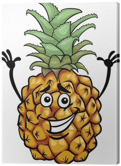 Funny Pineapple Fruit Cartoon Illustration Canvas Print - Pineapple Cartoon Png (400x400)