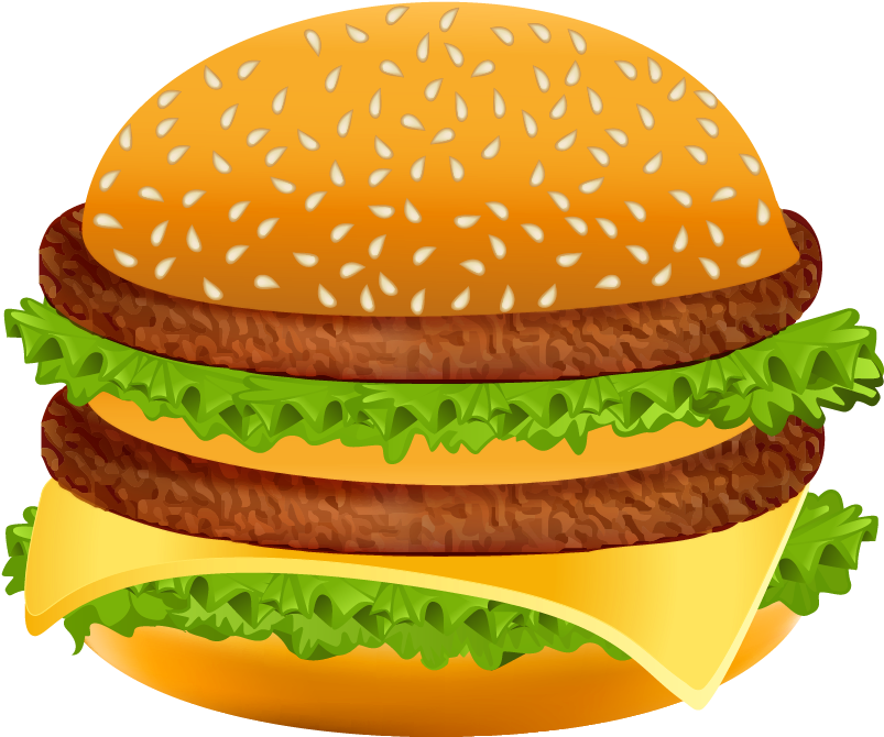 Veggie Burger Clipart Transparent Food - Hamburger Png Clipart (879x743)