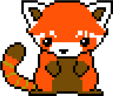 Red Panda - 8 Bit Art Animals (610x660)