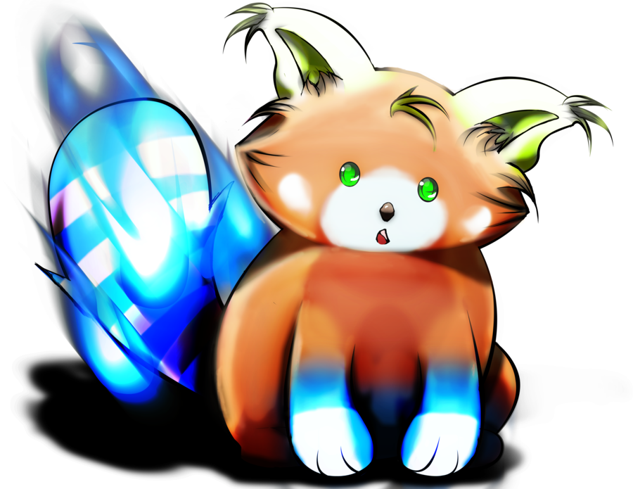 Blue Flamed Red Panda By Tryflozn - Illustration (900x695)
