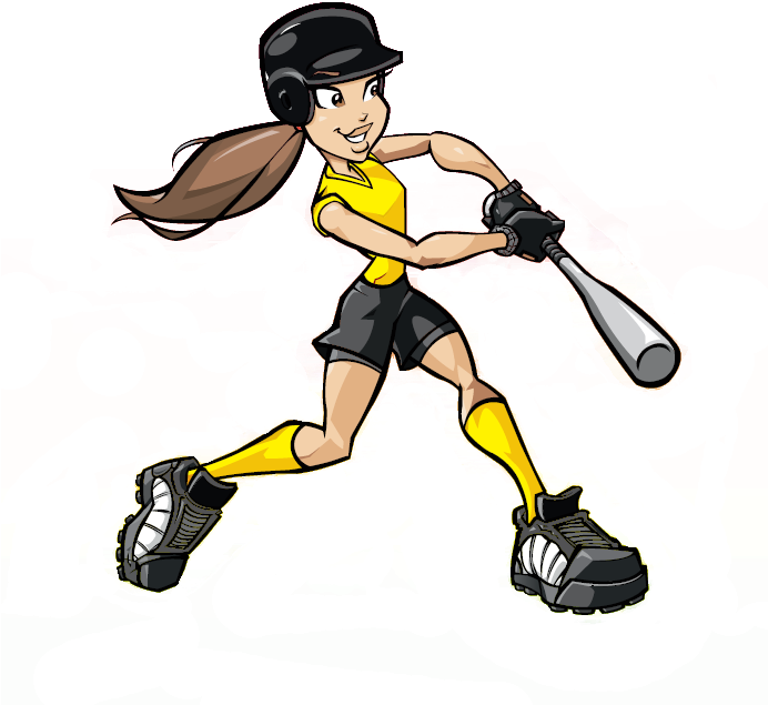 Women's Softball Clip Art Clipart Download - Girl Softball Player Cartoon (691x676)