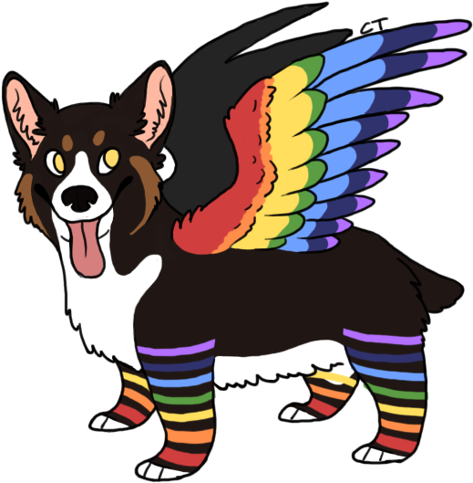 Rainbow Corgi By Bird-fruit - Rainbow Corgi (600x566)