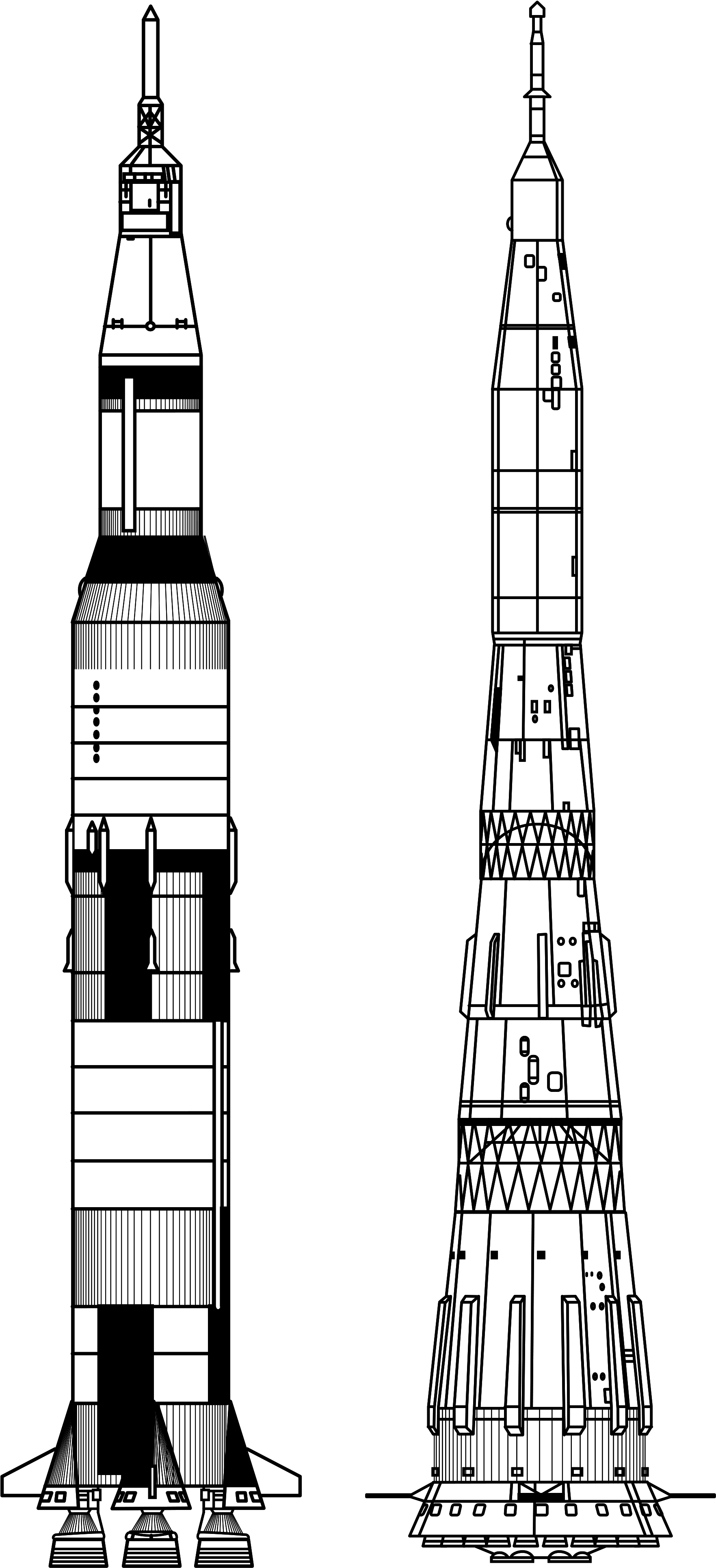 Moon Landing Clip Art Clipart Collection - N1 Vs Saturn V (2000x4000)