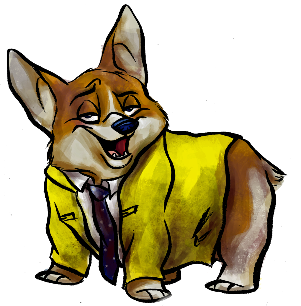Corgi By Alexandrabowmanart - Dirk Gently Corgi Art (1024x1057)