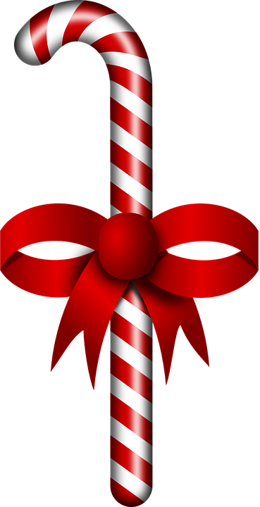 Christmas Ribbon Png 20, Buy Clip Art - Candy Cane With Ribbon Png (369x720)