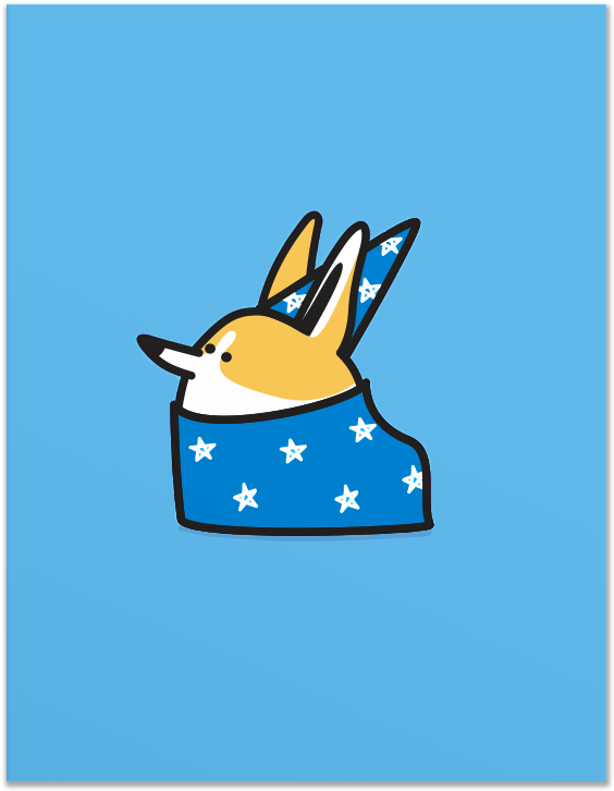 Wizard Corgi Card - Cartoon (800x800)