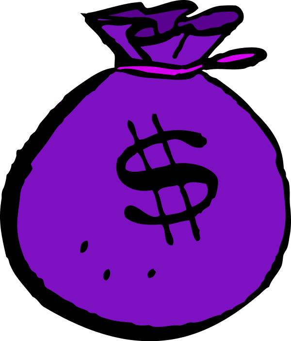 Money Clipart Purple - Black And White Money Clipart (600x703)