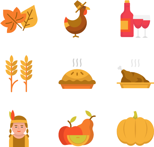 Happy Thanksgiving Day Logotype, Badge And Icon Stock - Flat Icon Thanksgiving (600x564)