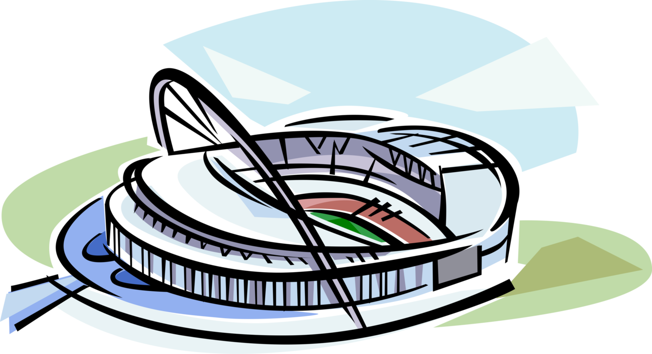 Vector Illustration Of Wembley Football Stadium, Wembley, - Wembley Stadium (1288x700)
