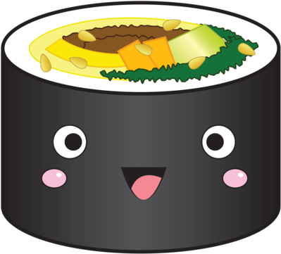 Kimchi Clipart Kimbap - Cute Korean Gimbap Large Tote Bag, Adult Unisex, Natural, (400x400)