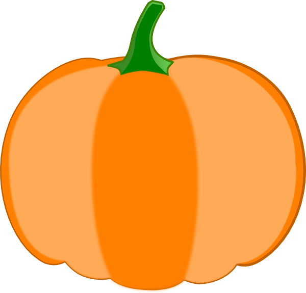 Orange Pumpkin, Green Stem Clip Art At Clker - Green Pumpkin Stem Clipart (600x575)