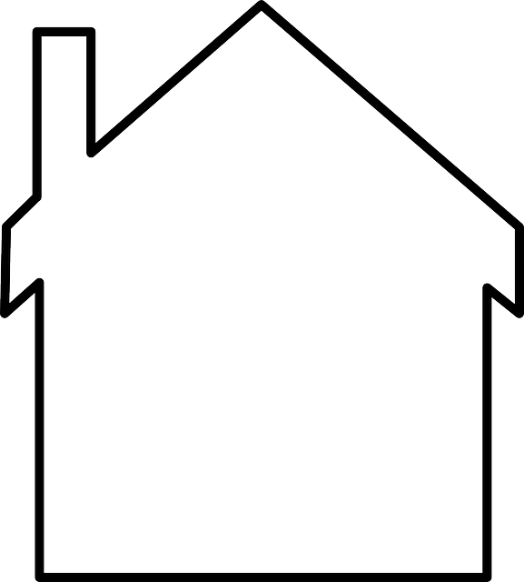 Home, Outline, White, Shapes, Lines, Chimney - House Outline Png (577x640)