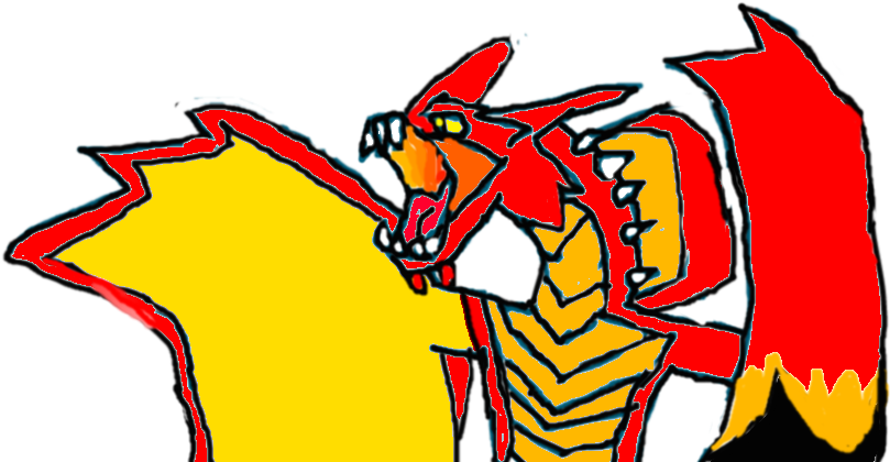 Flaming Magma Dragon By Darklore57 - Cartoon (1006x443)