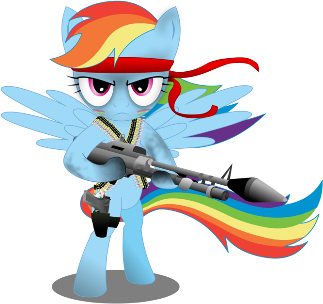Gonein10seconds, Bandana, Bandolier, Bipedal, Gun, - Rainbow Dash With Guns (768x1024)