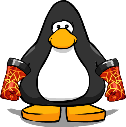 Magma Gloves From A Player Card - Club Penguin 3d Glasses (421x424)