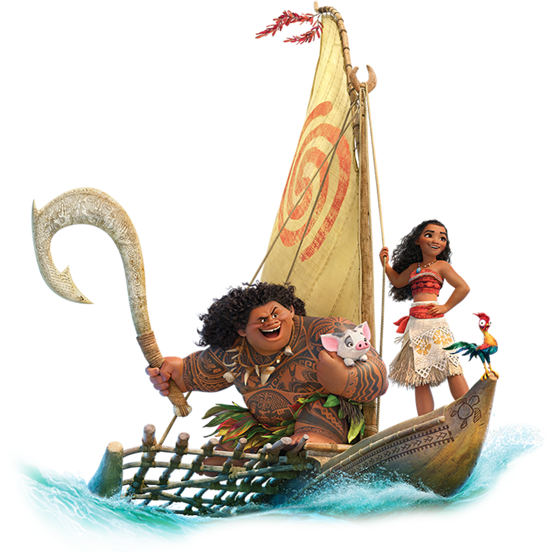 Moana E Amigos - Moana And Maui On Boat (1200x1111)