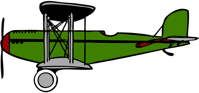 Green Airplane Clouds Transportation Plane - Biplane Clip Art (680x340)