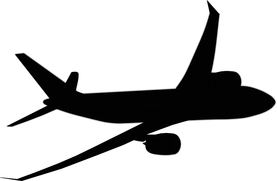 Plane Jet Airplane Aircraft Travel Transpo - Airplane Clipart Black And White (960x630)