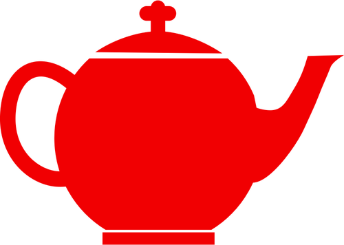 Red Silhouette Vector Clip Art Of Tea Pot Public Domain - Bule De Cha Azul Desenho (500x356)