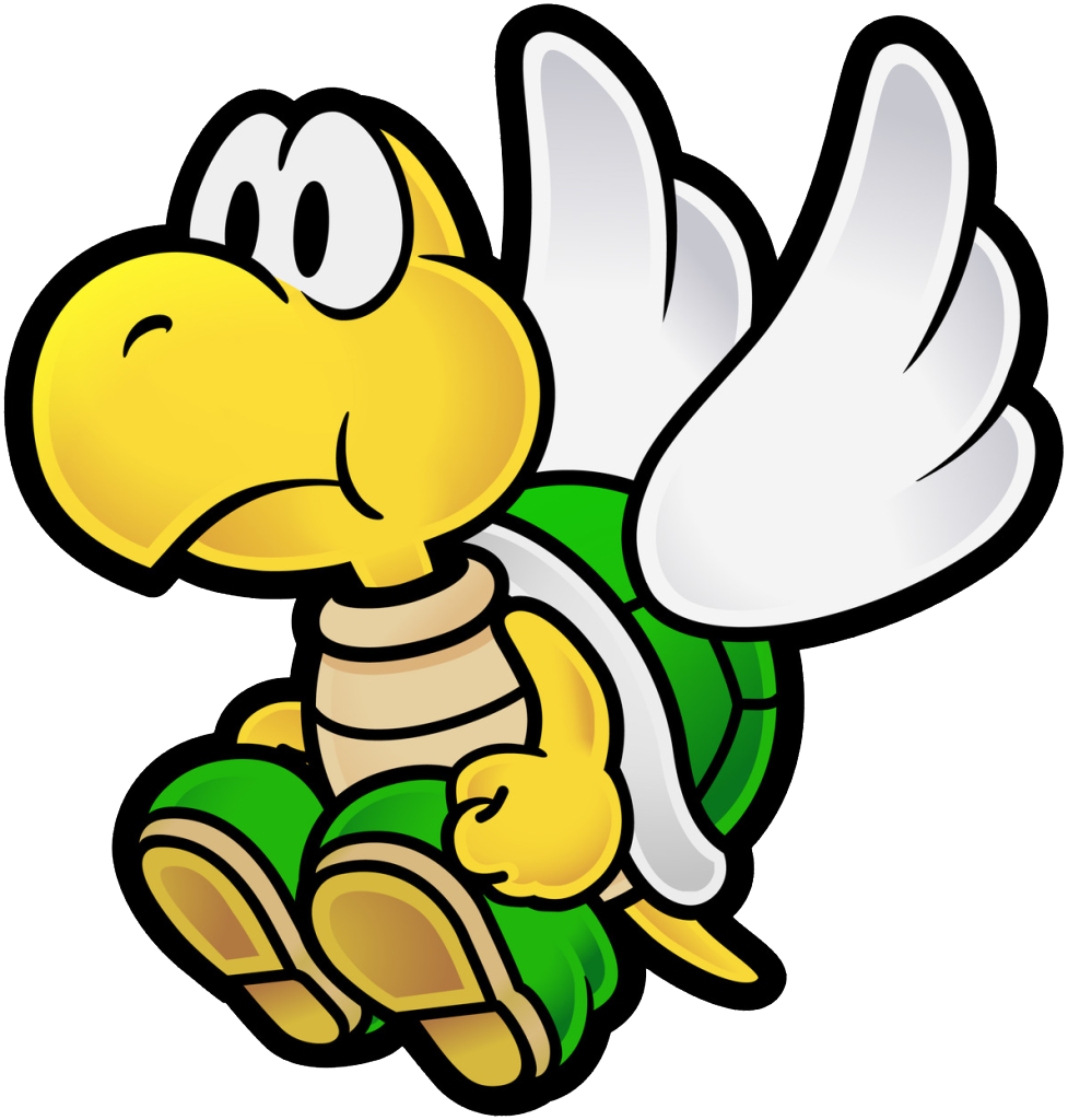 Bounce On Top Of The Flying Turtles And They Will Show - Paper Mario Koopa Troopa (977x1024)