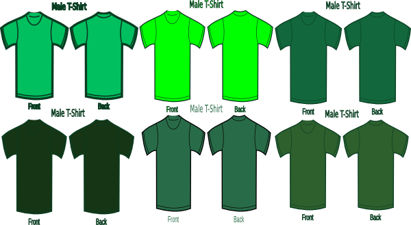 Six Green T Shirts Clip Art At Clkercom Vector Online - Dark Green Plain Shirt Front And Back (600x329)