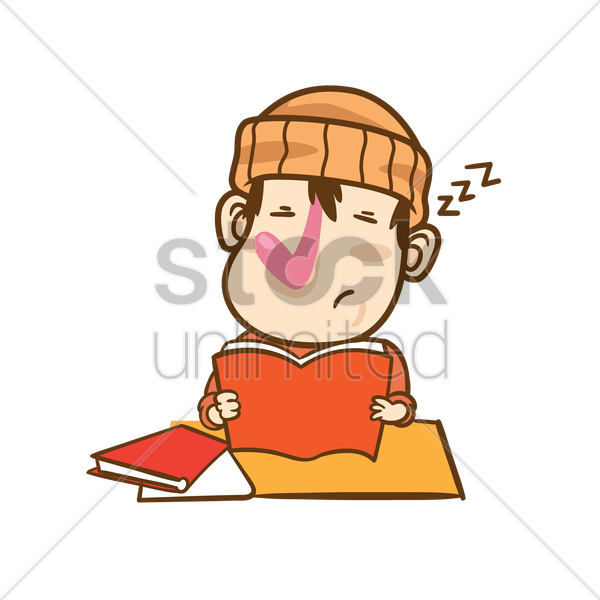 Cartoon Character Feeling Sleepy While Studying Vector - Study Skills (600x600)