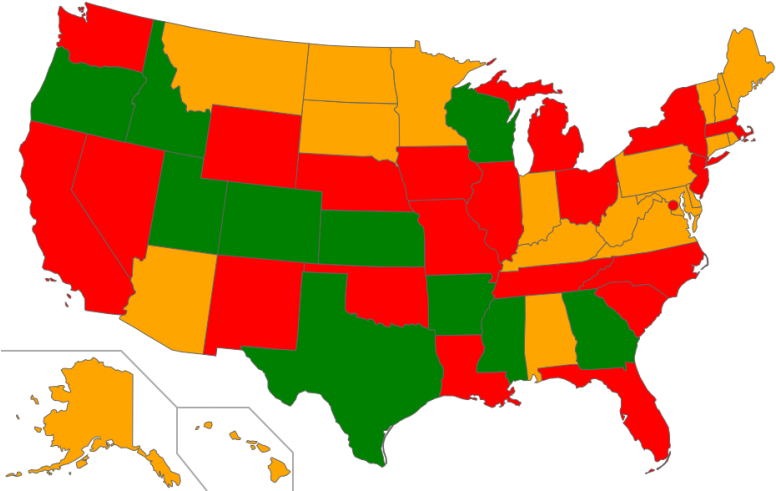 Green Indicates States With Mandatory Campus Carry - John F. Kennedy Library (959x593)