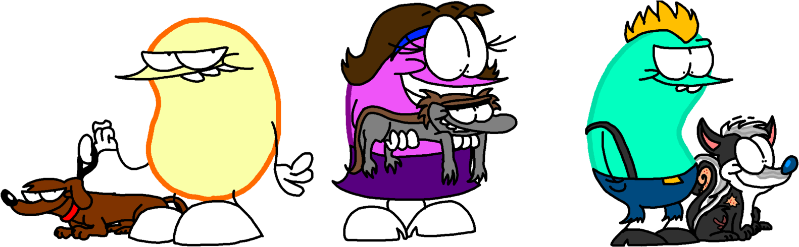 The Jelly Beans And Their Pets By Lotusbandicoot - Cartoon (1605x497)