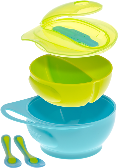 Dětský Jídelní Set Modrá/zelená - Brother Max Weaning Bowl Set (645x800)