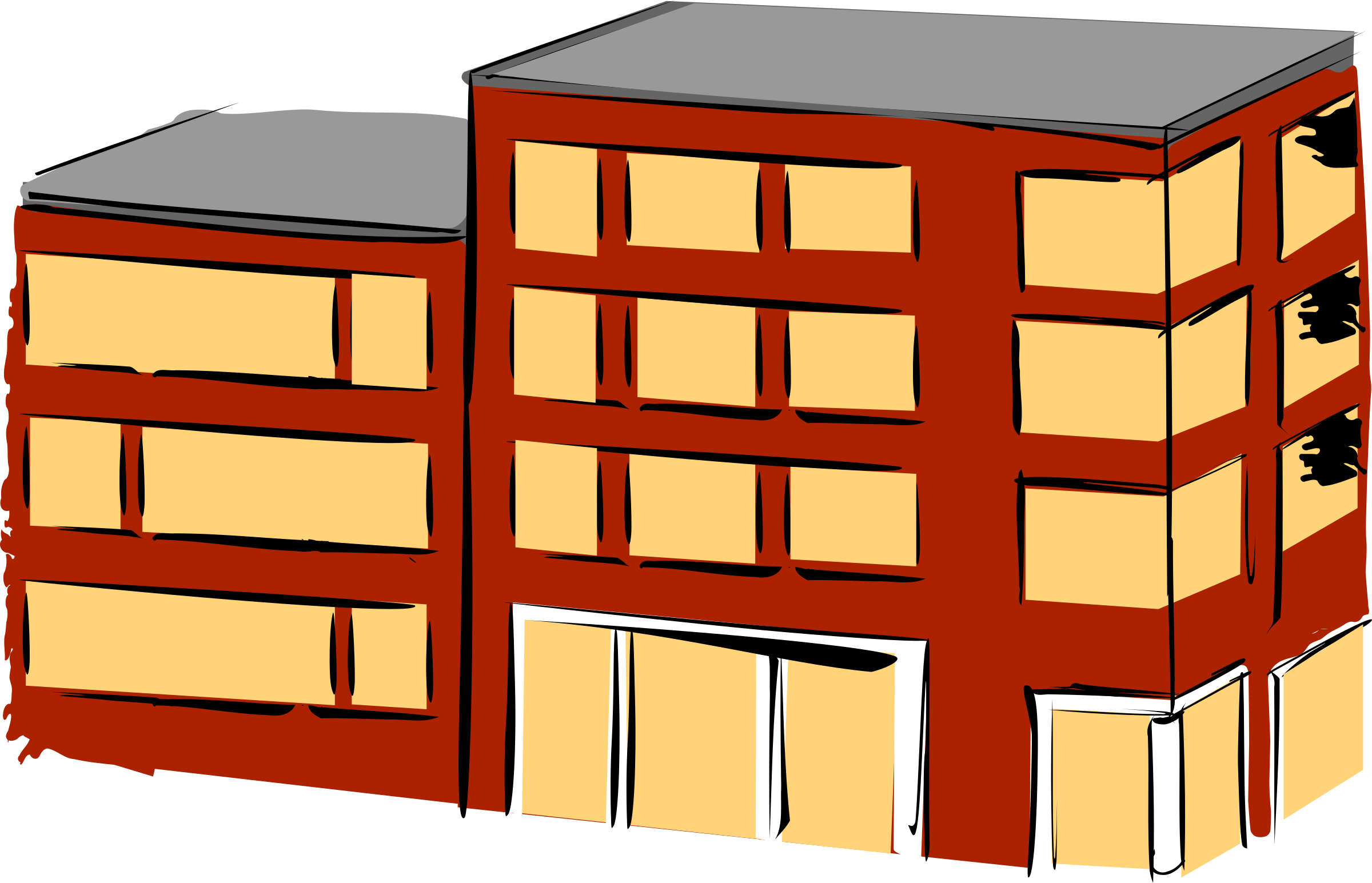 Apartment Complex Clipart Condo Pencil And In Color - Flat Clipart (2400x1545)