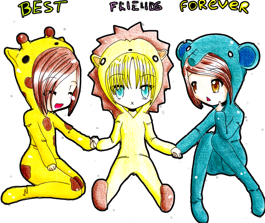 Best Friends Forever Drawing Friendship Clip Art - 3 Best Friend Drawing (900x758)