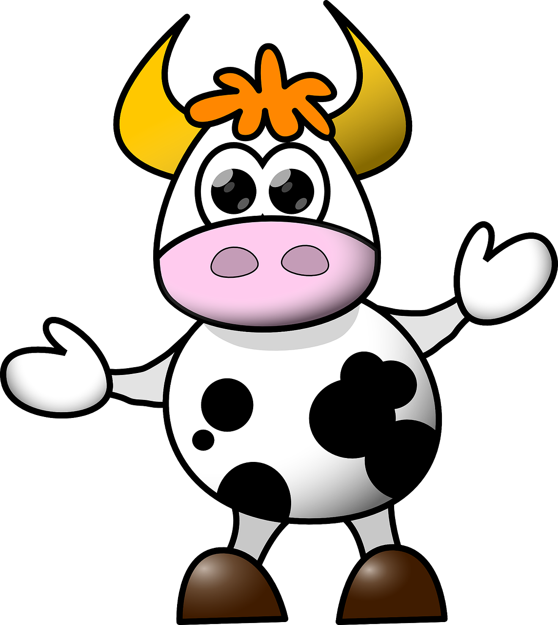 Cow Cartoon Funny Cute Dancing Isolated - Animated Cow (1144x1280)