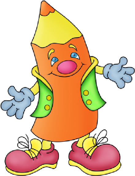 Funny Cartoon School Crayons - Decoration Pour La Rentrée (600x600)