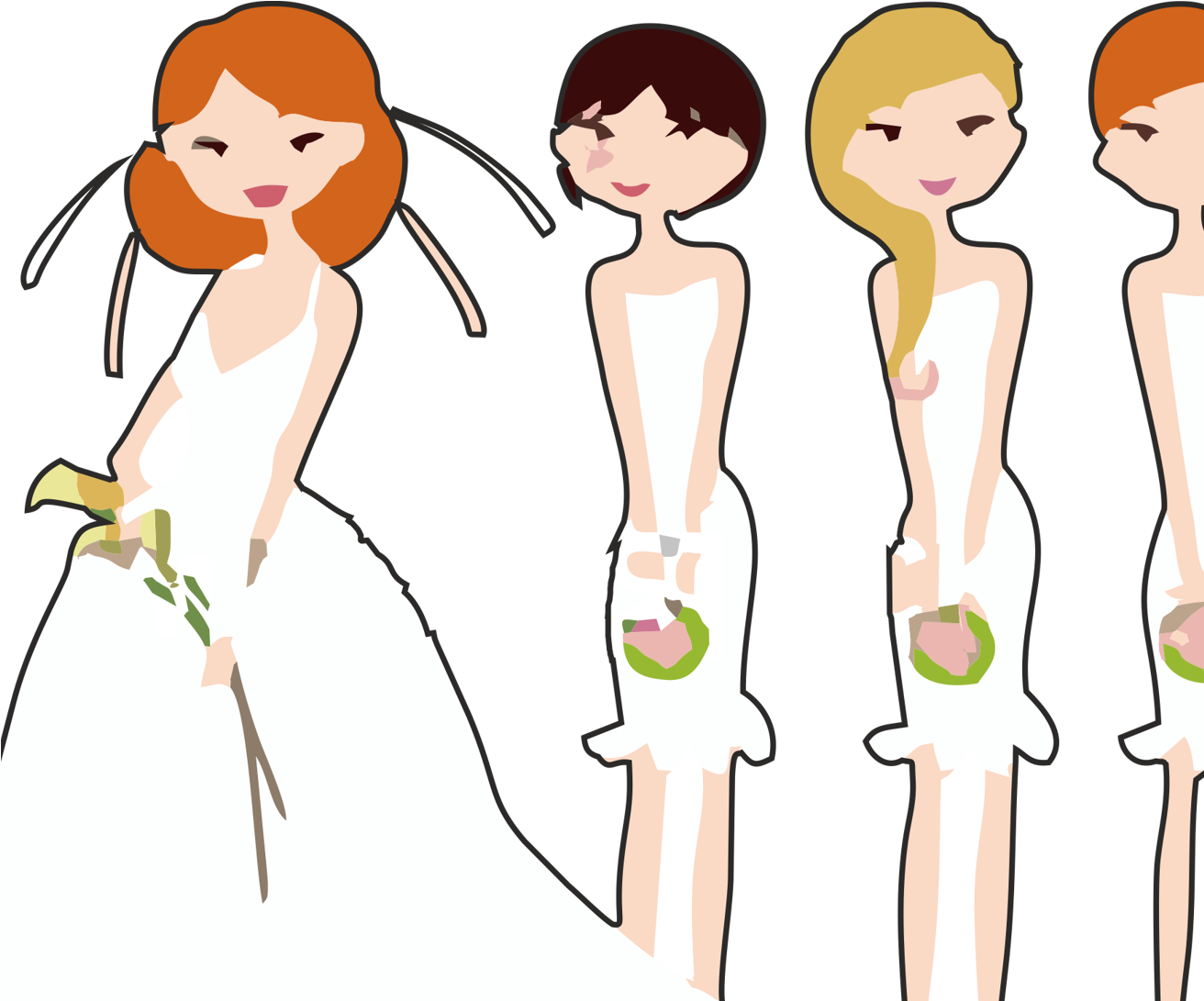 Funny Bridesmaid Cliparts - Bride And Bridesmaids Png (1311x1311)