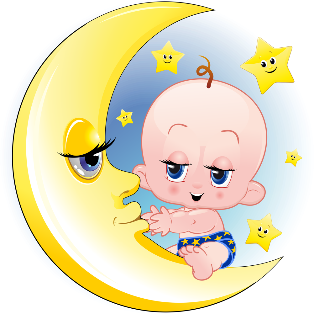 Baby Girl And Boy On Moon Cartoon Clip Art Images Funny - Cartoon Baby On Moon (1001x1024)