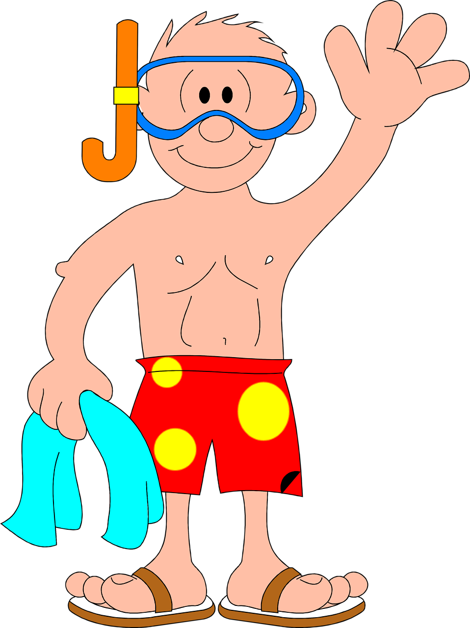 Swimming Clipart Snorkeler - Man In Snorkel (958x1280)