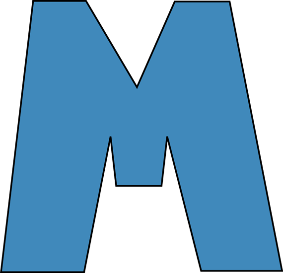 Blue Alphabet Letter M Clip Art - Blue Alphabet Letter M (570x550)