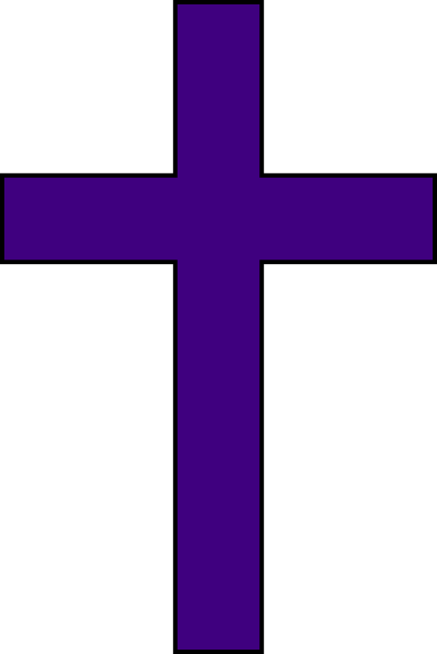 Outline Of A Cross Clip Art - Purple Cross (396x592)