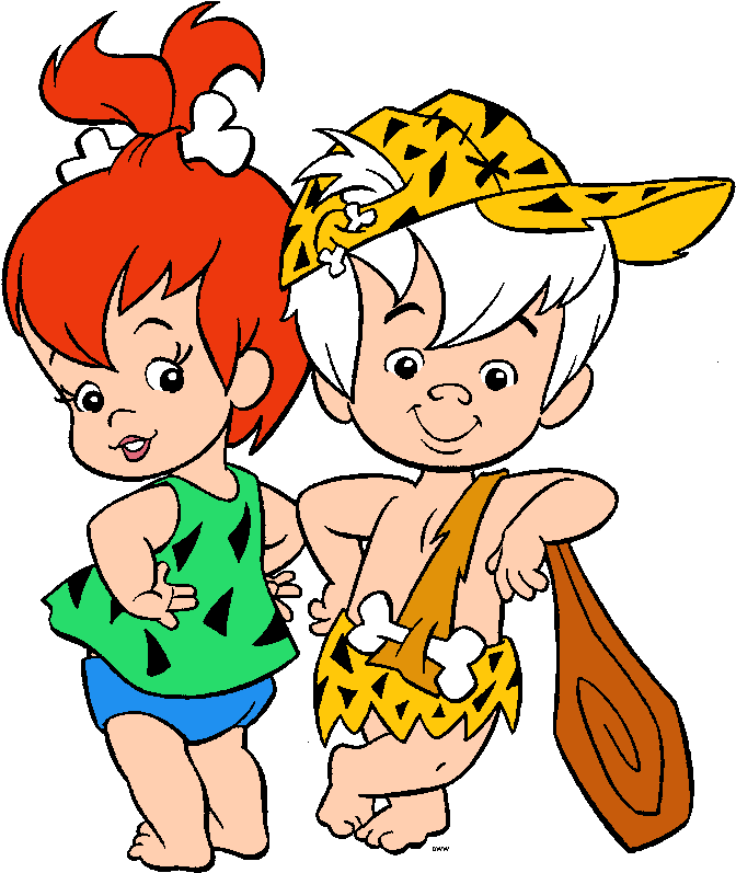 Baby Flintstones Baby Cartoon Characters Baby Clip - Flintstones Bam Bam And Pebbles (679x809)