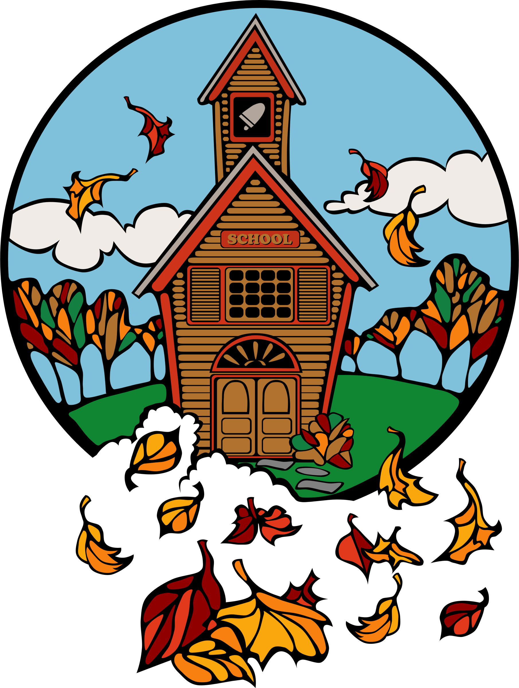 School In Fall Abiclipar - Fall Church Clip Art (1810x2400)