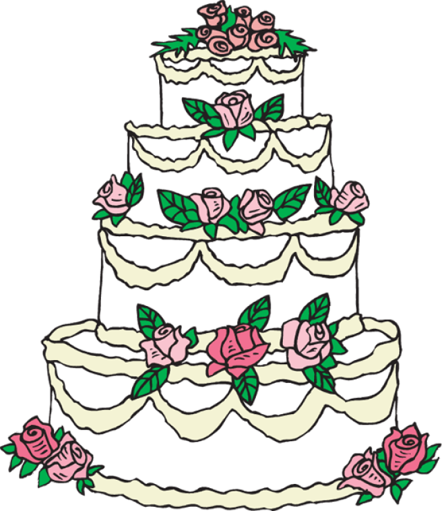 Grab This Free Birds With Ribbon And Rings Wedding - Wedding Cake Clip Art (639x738)