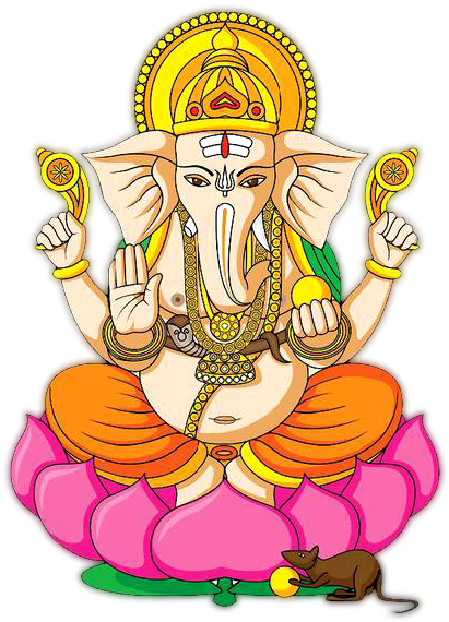 Hindu Clipart God Ganesha - Orange Venue Hint Sarı Mavi Fil Desenli 3d Baskılı (640x696)