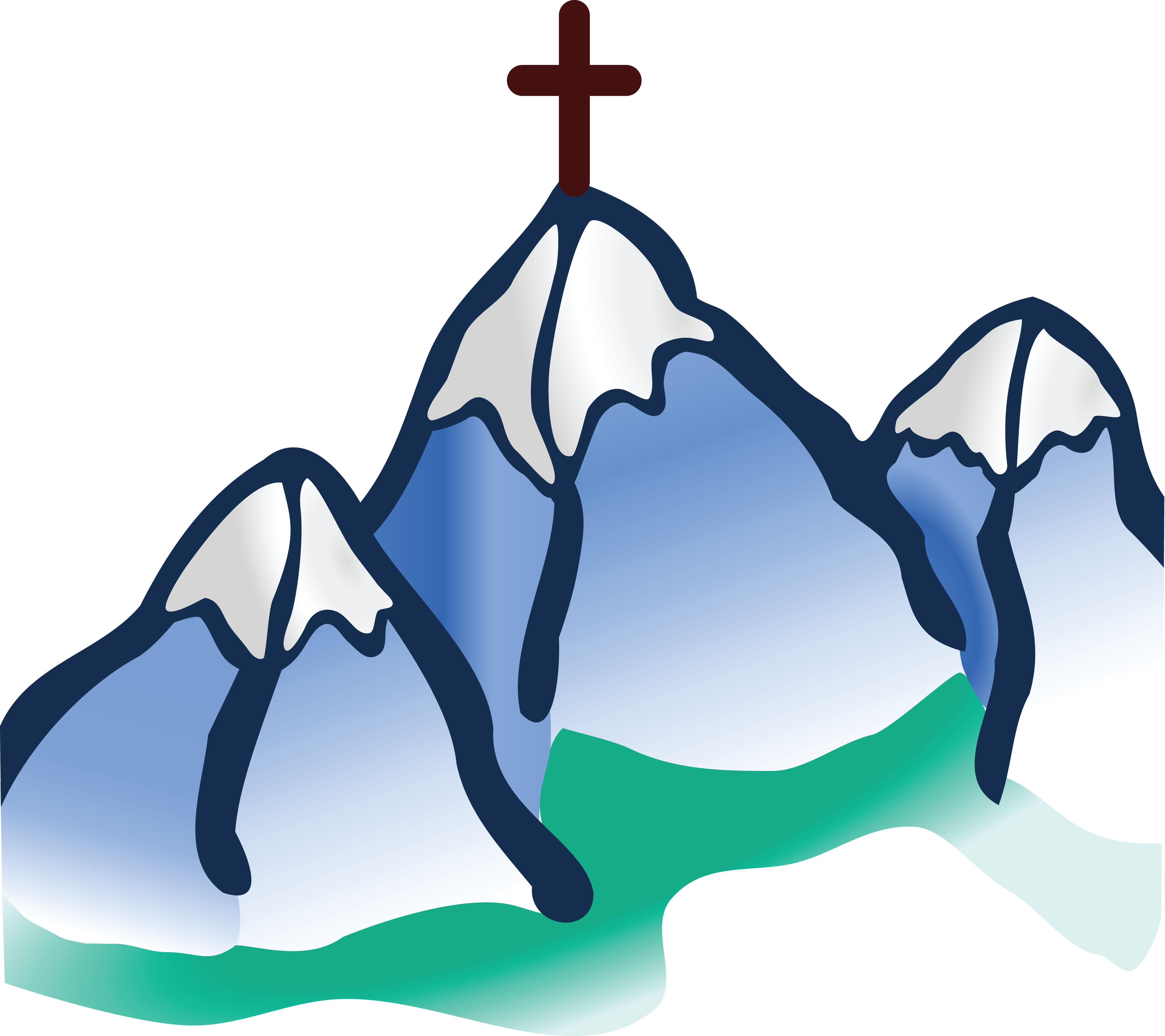 Free Clipart Of A Cross On Mountains - Cross On Mountain Clipart (4000x3558)