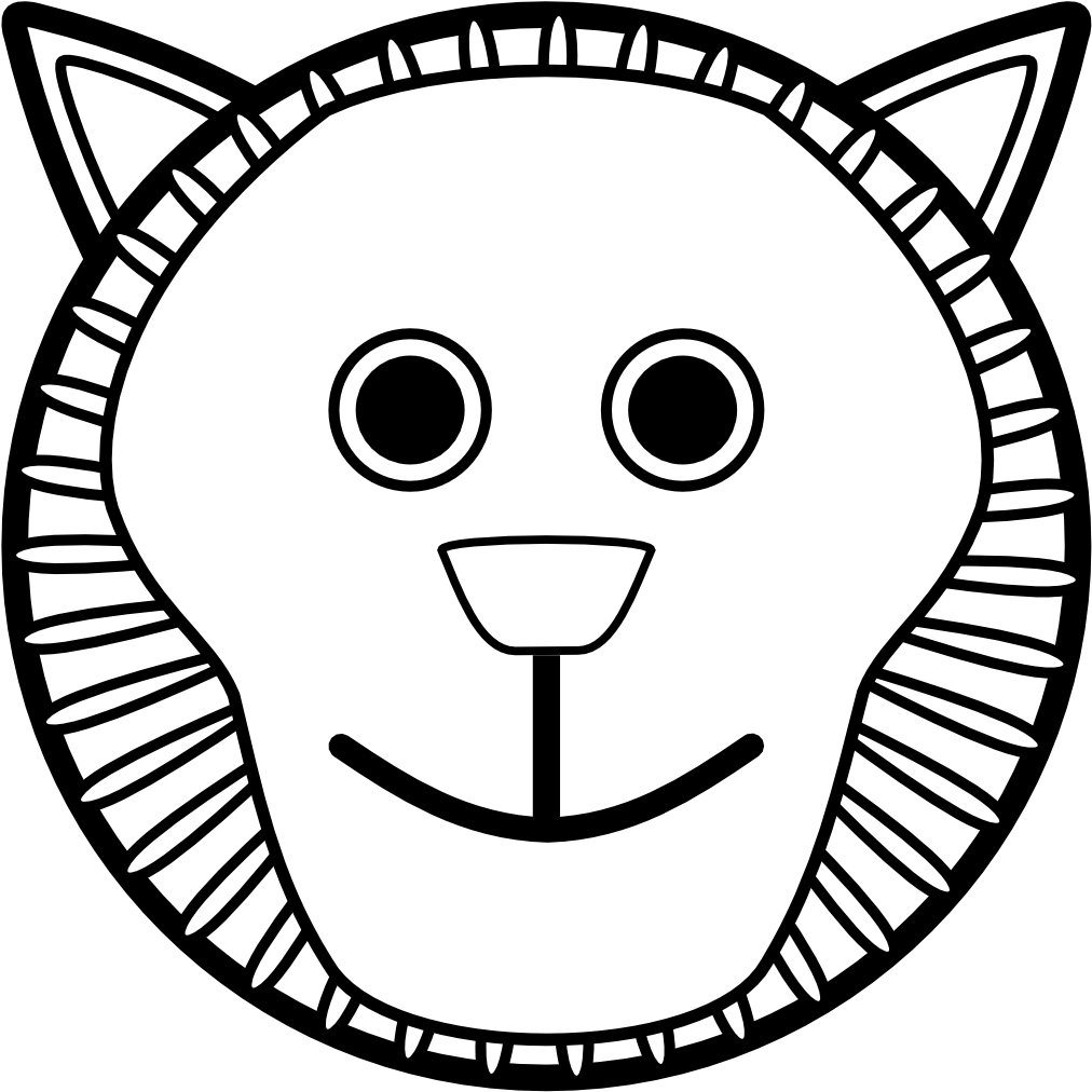 Lion Head Clipart Black And White Clipart Panda - Cat Face For Coloring (1111x1111)