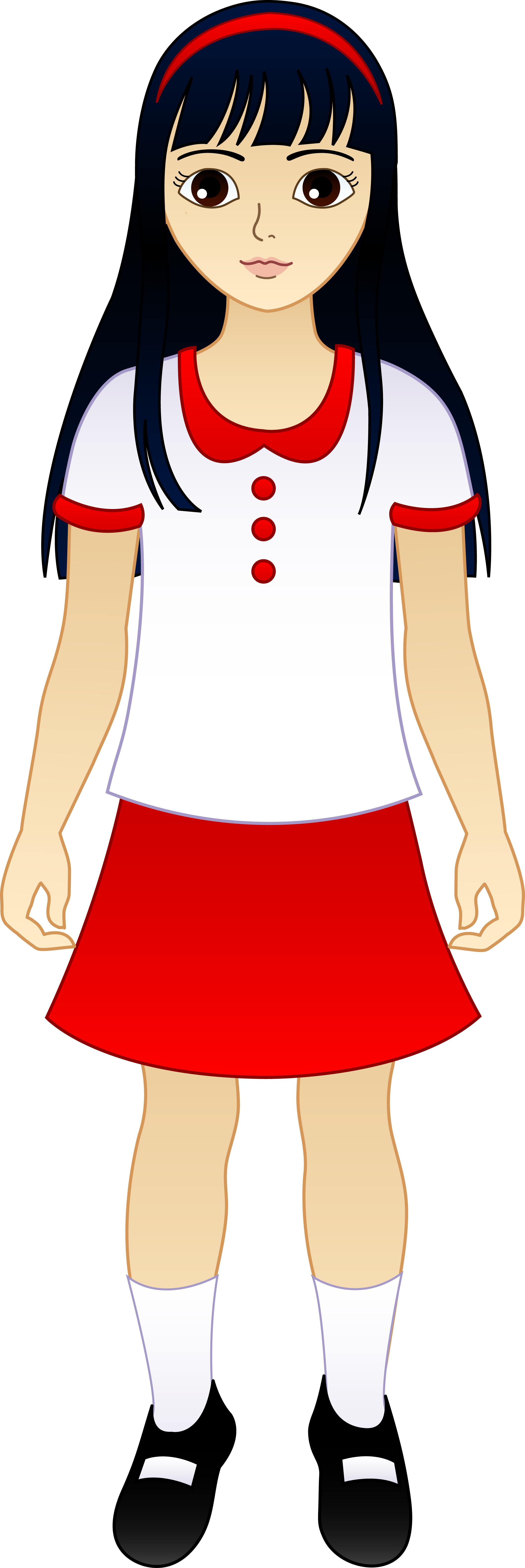 Uniform Clipart Elementary School - Asian Girl Clipart (2119x6330)